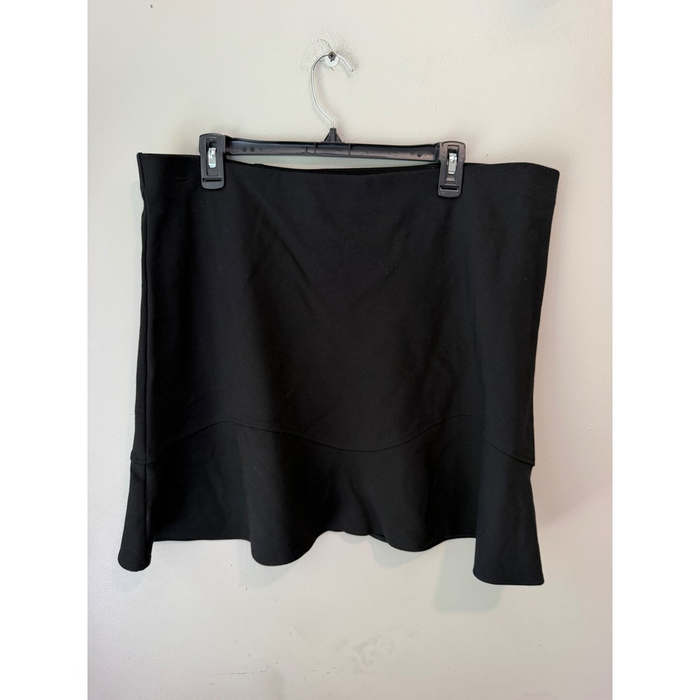 Loft Black Flounce Hem Mini Skirt Womens XL Solid Knit Ruffle Career 2156